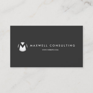 Cool Modern Silver Monogram  Black Professional Business Card