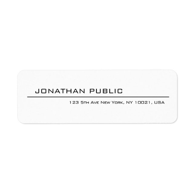 Cool Modern Simple Elegant White Return Address Label (Front)