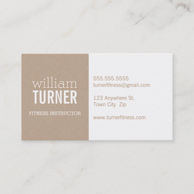COOL MODERN simple text minimal trendy eco kraft Business Card (Front)