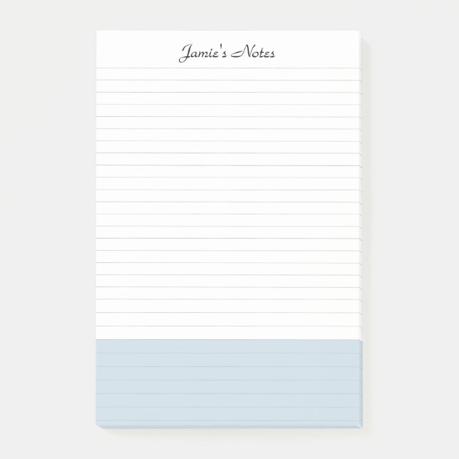Cool Modern Simple White Colorblock Blue Lined  Post-it Notes (Front)