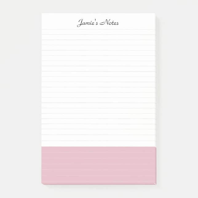 Cool Modern Simple White Colorblock Pink Lined  Post-it Notes (Front)