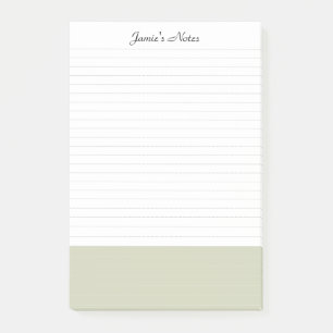 Cool Modern Simple White Pastel Muted Green Lined  Post-it Notes