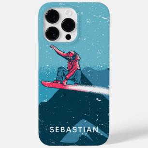 Cool Modern Snowboarding Winter Personalised Name Case-Mate iPhone 14 Pro Max Case