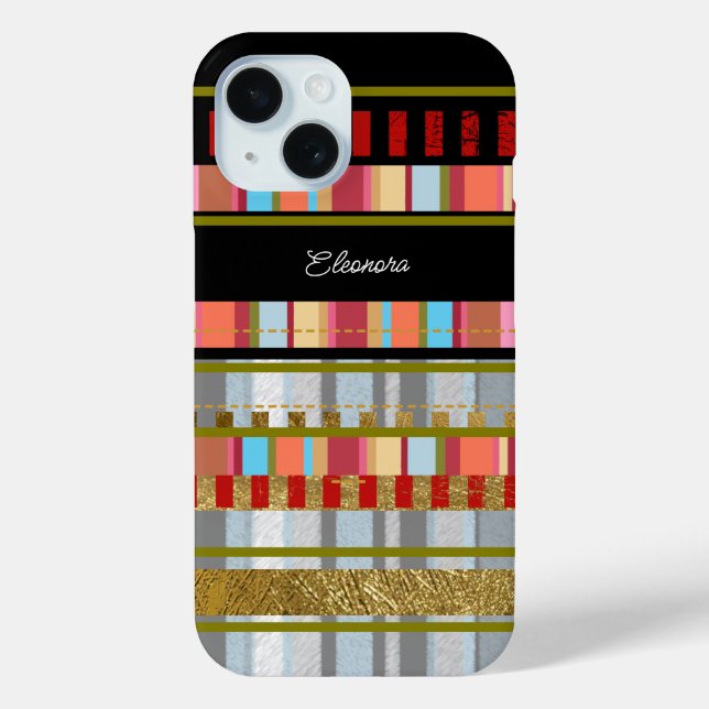 Cool Modern Stripes Custom Case-Mate iPhone Case (Back)