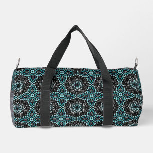 Cool Modern Stylish Teal on Black Popular Dot Art Duffle Bag
