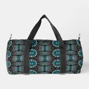 Cool Modern Stylish Teal on Black Popular Dot Art Duffle Bag