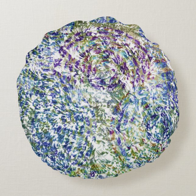 Cool, modern, trendy colourful abstract background round cushion (Back)
