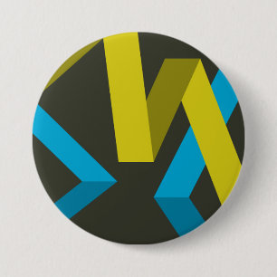 Cool, modern, trendy geometric ways flowing 7.5 cm round badge