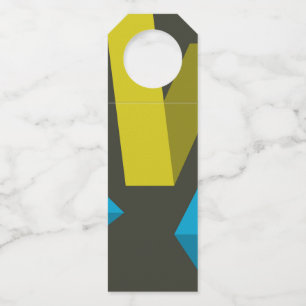 Cool, modern, trendy geometric ways flowing bottle tag