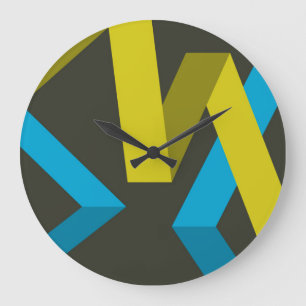 Cool, modern, trendy geometric ways flowing large clock
