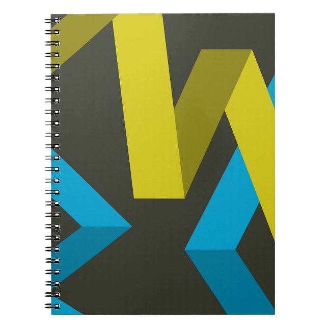Cool, modern, trendy geometric ways flowing notebook (Front)