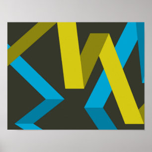 Cool, modern, trendy geometric ways flowing poster