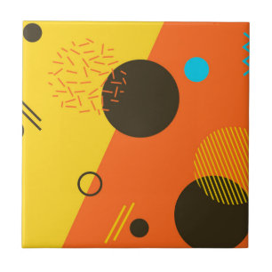 Cool, modern, trendy, urban Memphis illustration Ceramic Tile
