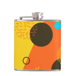 Cool, modern, trendy, urban Memphis illustration Hip Flask