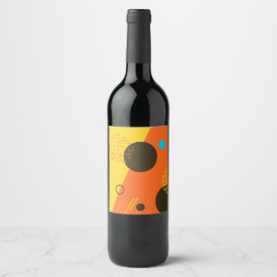 Cool, modern, trendy, urban Memphis illustration Wine Label