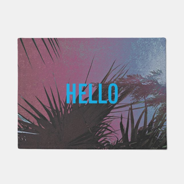 Cool modern unique summer palm art doormat (Front)