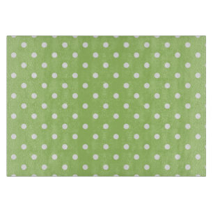 cool, modern white and lime green polka dots cutting board