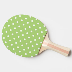 cool, modern white and lime green polka dots ping pong paddle