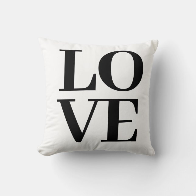 Cool Modern White Black Love  Throw Pillow (Front)