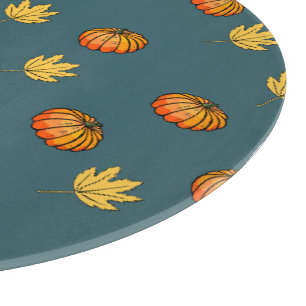 cool modern yellow pumpkin pattern lovers word art cutting board