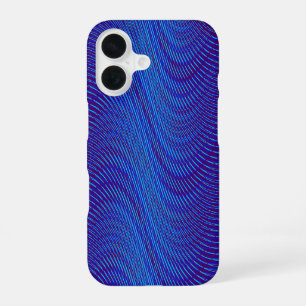 Cool Moiré Effect Abstract Blue Psychedelic Trippy iPhone 16 Case