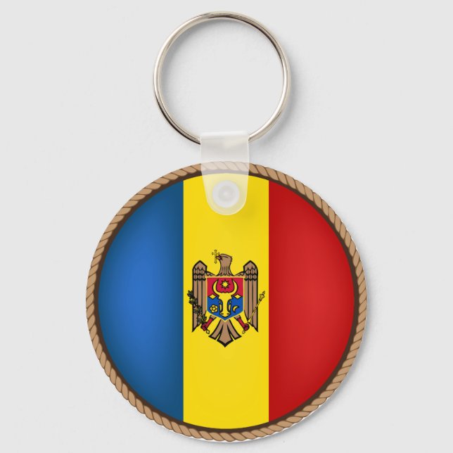 Cool Moldova Flag Seal Key Ring (Front)