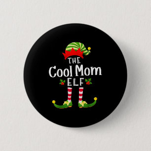 Cool Mom Christmas Elf Matching Pajama X-mas Party 6 Cm Round Badge