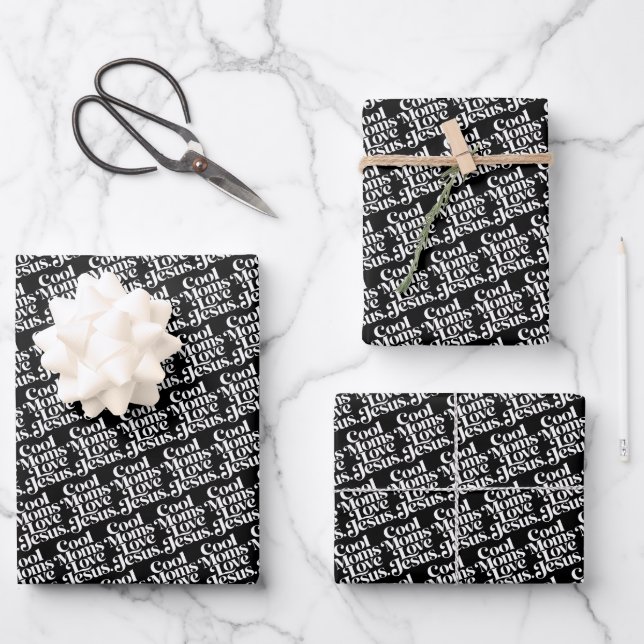 Cool Moms Love Jesus Wrapping Paper Sheet (Front)