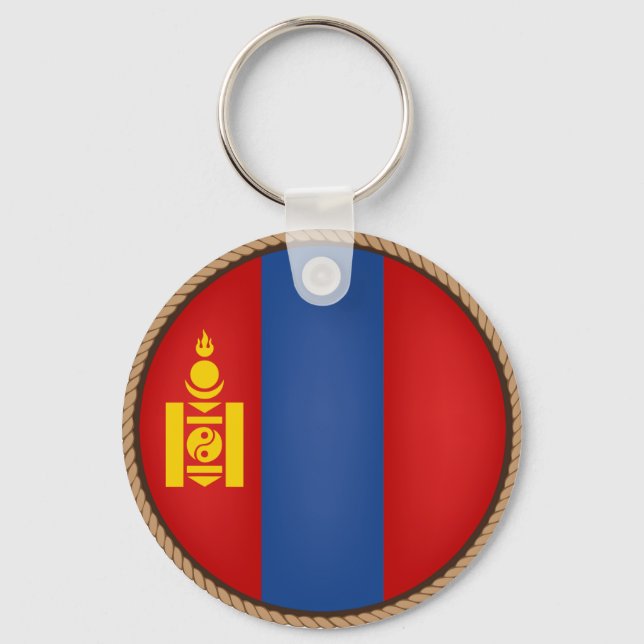 Cool Mongolia Flag Seal Key Ring (Front)
