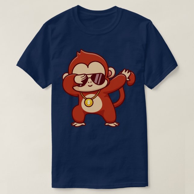 Cool Monkey Dabbing Cartoon T-Shirt (Design Front)