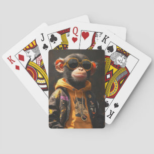 Cool Monkey in Streetwear Playing Cards