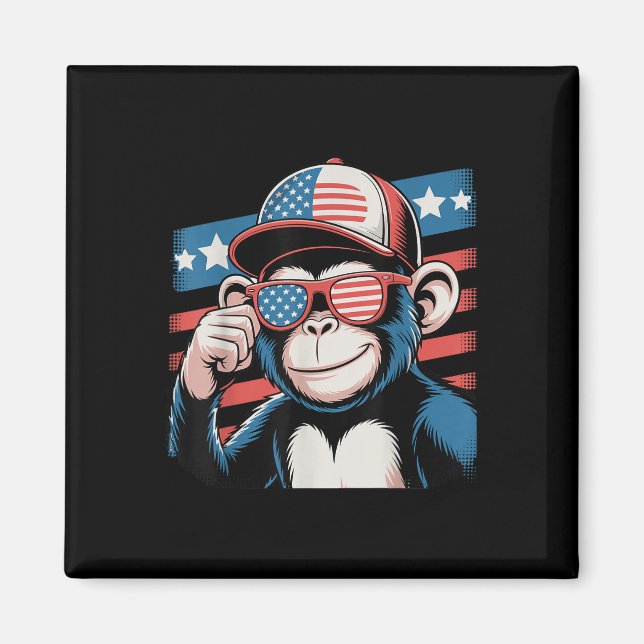 Cool Monkey Usa Flag Sungles Independence 4th Of J Magnet (Front)