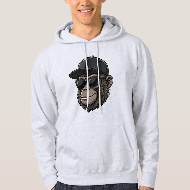 Cool Monkey with Sunglasses and Cap Graphi Hoodie (Front)