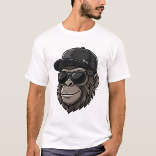 Cool Monkey with Sunglasses and Cap Graphic Tee