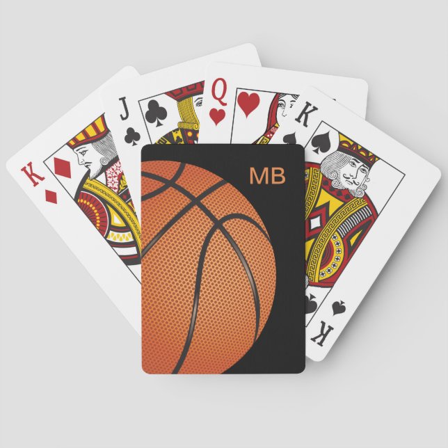 Cool Monogram Basketball Theme Playing Cards (Back)