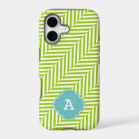 COOL monogram herringbone pattern lime turquoise