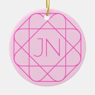 Cool Monogram, Hip Logo Style Pink & Magenta Ceramic Ornament