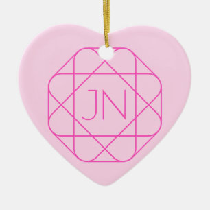 Cool Monogram, Hip Logo Style   Pink & Magenta Ceramic Ornament