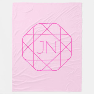 Cool Monogram, Hip Logo Style Pink & Magenta Fleece Blanket