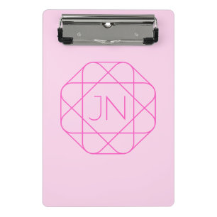 Cool Monogram, Hip Logo Style   Pink & Magenta Mini Clipboard