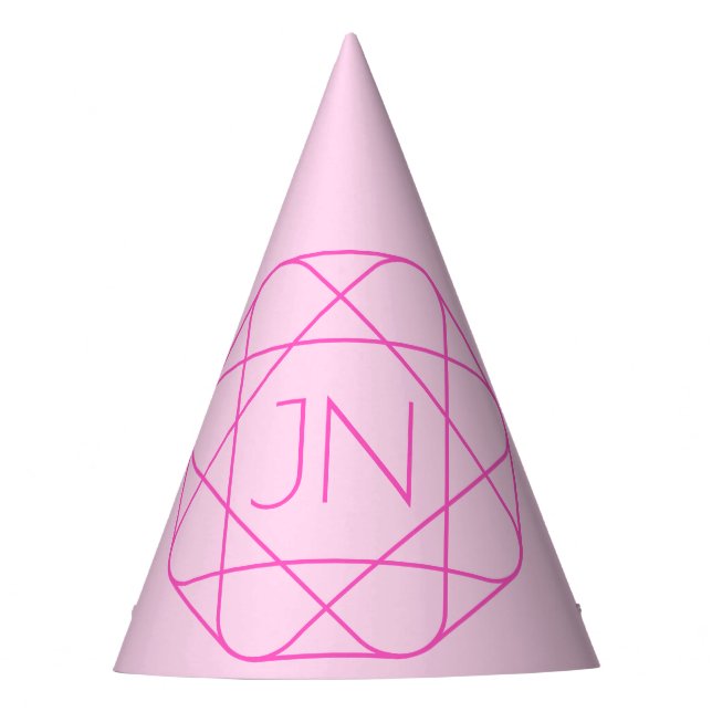 Cool Monogram, Hip Logo Style | Pink & Magenta Party Hat (Front)