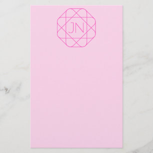 Cool Monogram, Hip Logo Style Pink & Magenta Stationery