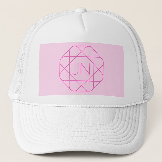 Cool Monogram, Hip Logo Style | Pink & Magenta Trucker Hat (Front)