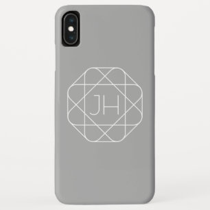Cool Monogram, Hip Logo Style Vibe Grey & White iPhone XS Max Case