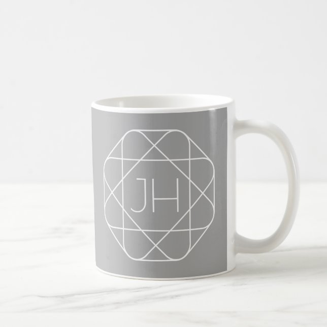 Cool Monogram, Hip Logo Style Vibe | Grey & White Coffee Mug (Right)