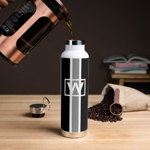 Cool Monogram Initial Striped Shades Of Modern Art Water Bottle