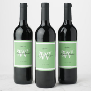 Cool Monogram Wedding Modern Chic Soft Mint Green Wine Label