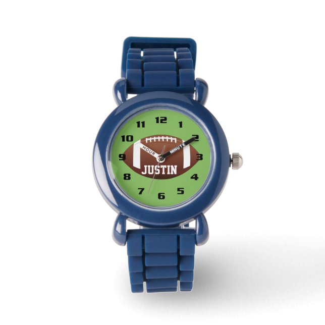 Cool Monogram with Name Football kids Watch (Front)