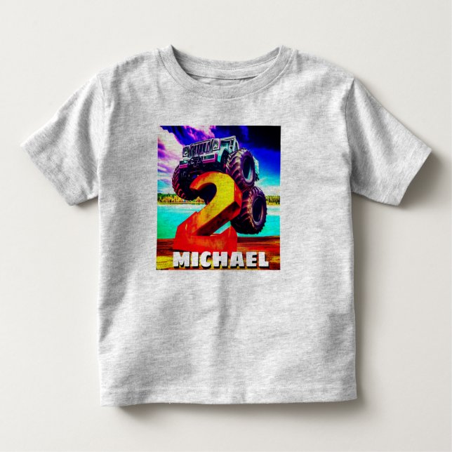Cool Monster Truck  2nd Birthday  Toddler T-Shirt (Front)
