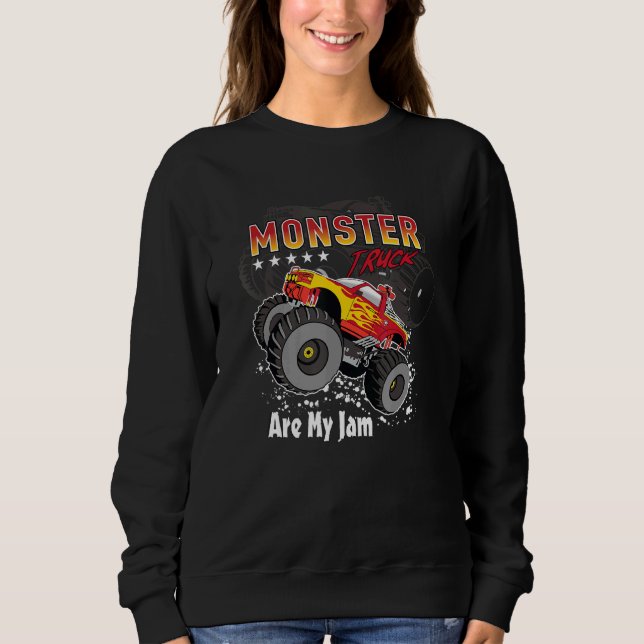 Cool Monster Truck Are My Jam Retro Sunset Engines Sweatshirt (Front)